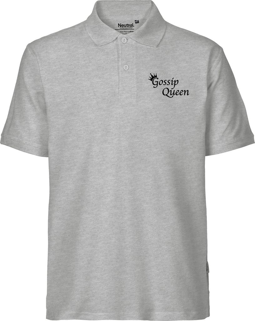 Huuraa Herren Polo Shirt Gossip Queen Krone S Sport Grey Bio Baumwolle Fairtrade Poloshirt Geschenkidee
