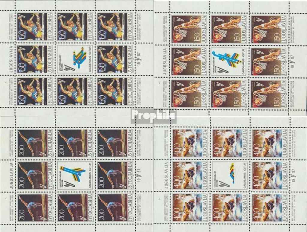 Briefmarken Jugoslawien 1987 Mi 2230Klb-2233Klb Kleinbogen (kompl.Ausg.) postfrisch Universiade 87