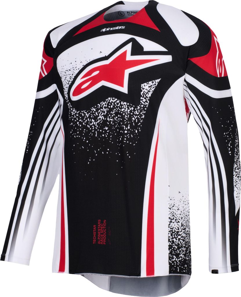 Alpinestars Techstar Nomur Motocross Jersey, schwarz/weiß/rot, M