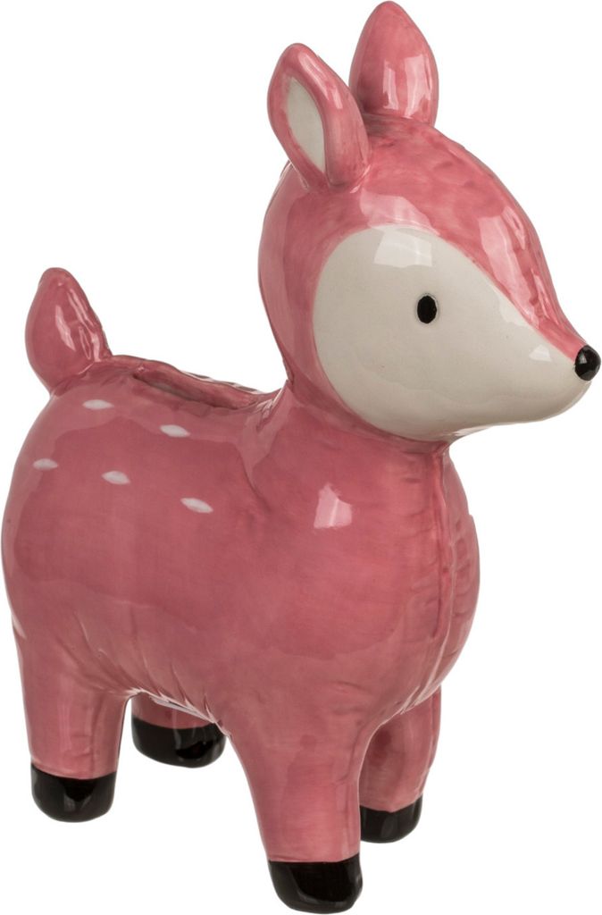 Spardose Rehkitz rosa Keramik 17x7x20,5 cm Produktbild 