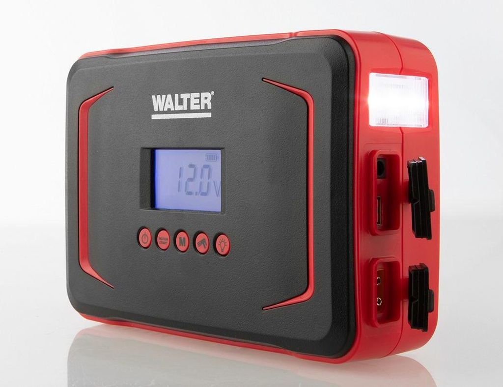 WALTER Li-Ion Motorrad Starthilfe mit Kompressor 12V Batterie Starthilfegerät
