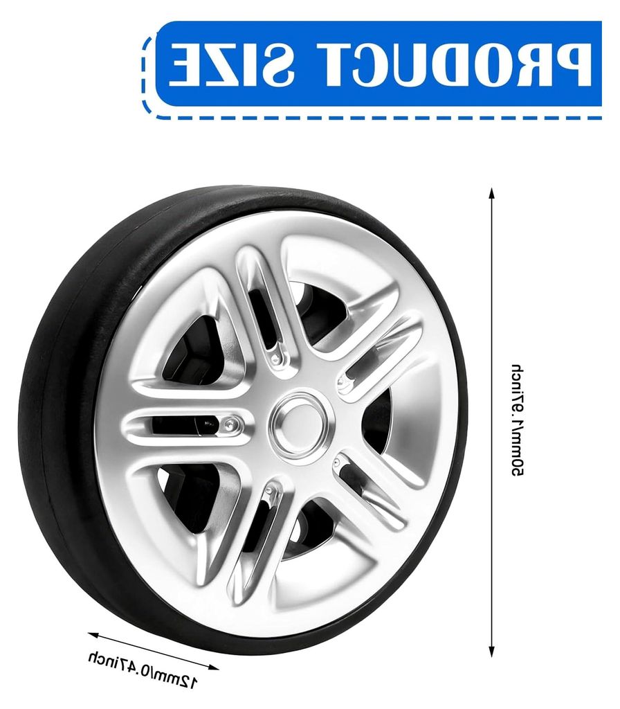 8 Stück Ersatzrollen für Koffer, 50 * 12mm, PolyurethanGepäckräder, Gummi Gepäckrollen, Lenkrollen für Trolley-Koffer mit Doppelrollen und Mo...