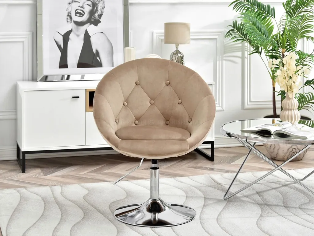 Poltrona girevole DERIAN - beige / cromo