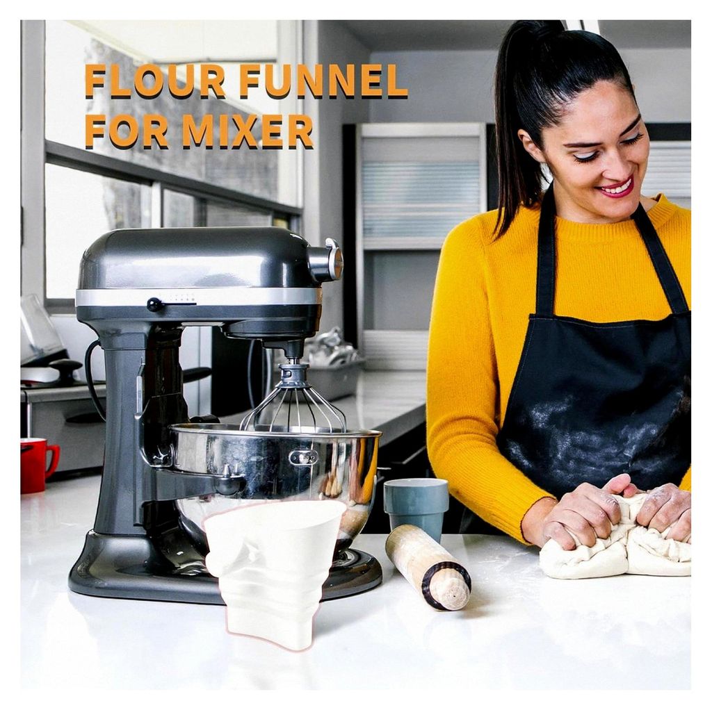 Mehltrichter für Küchenmaschinen - Trichter für Teig und Mehl beim Backen, Hilfsmittel zum Einfüllen von Zutaten