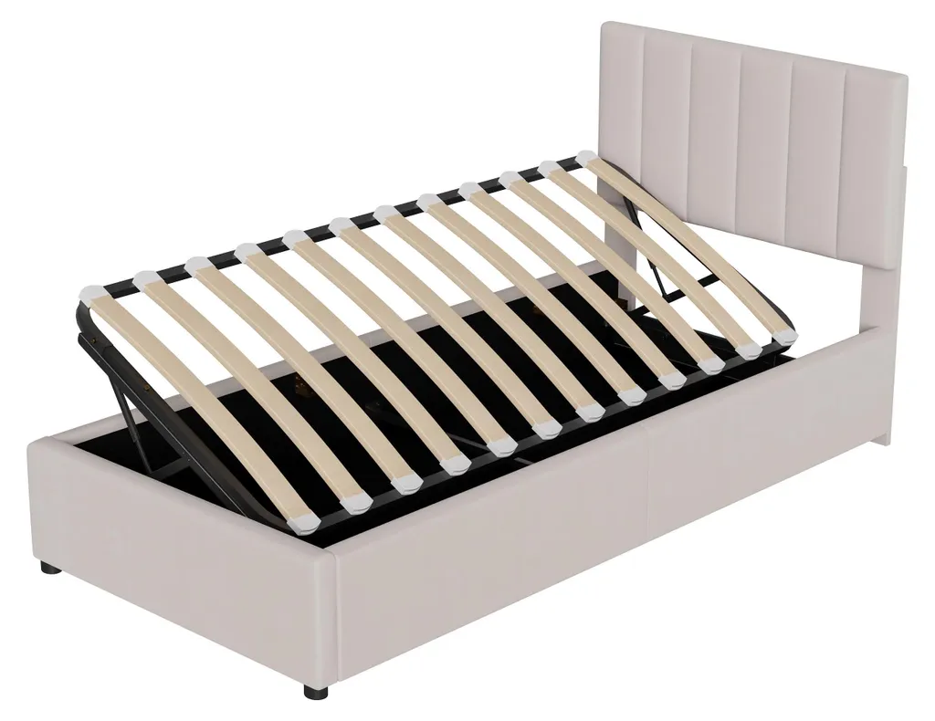 Lit simple 90x200 bois beige idéal pour aménager une chambre d'ado