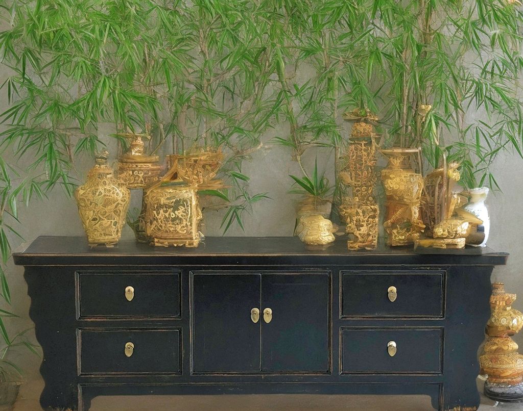 Lowboard Sideboard Kommode Schrank Möbel asiatisch orientalisch chinesisch Büffet Anrichte schwarz China Shabby Chic Vintage Holz