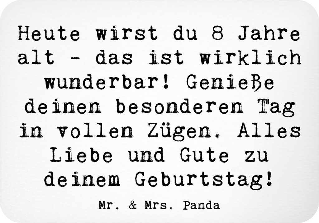 Mr. & Mrs. Panda magnet Spruch 8. Geburtstag Feier - Weiß - Geschenk, feiern, Kind, Happy Birthday, wandmagnet, zettelhalter, Notizhalter, Kühlsc...