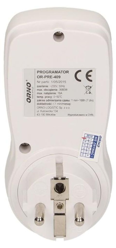 Orno OR-PRE-409 - Timer digitale con plug-in (funzione ora Immagine del prodotto 