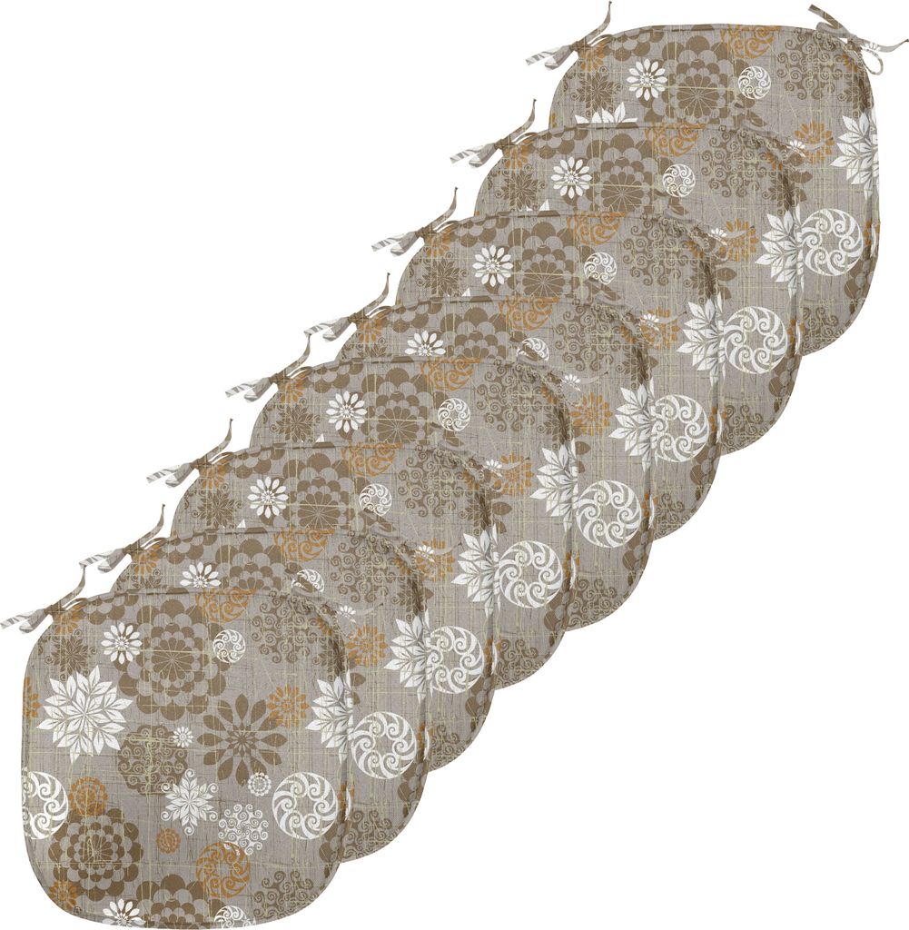 ABAKUHAUS Blumen Polster für Esszimmerstühle, Ornament Blume Bunte, Dekoratives wasserfestes Kissen mit Riemen für Küchensitze, 40 cm x 40 cm-8...