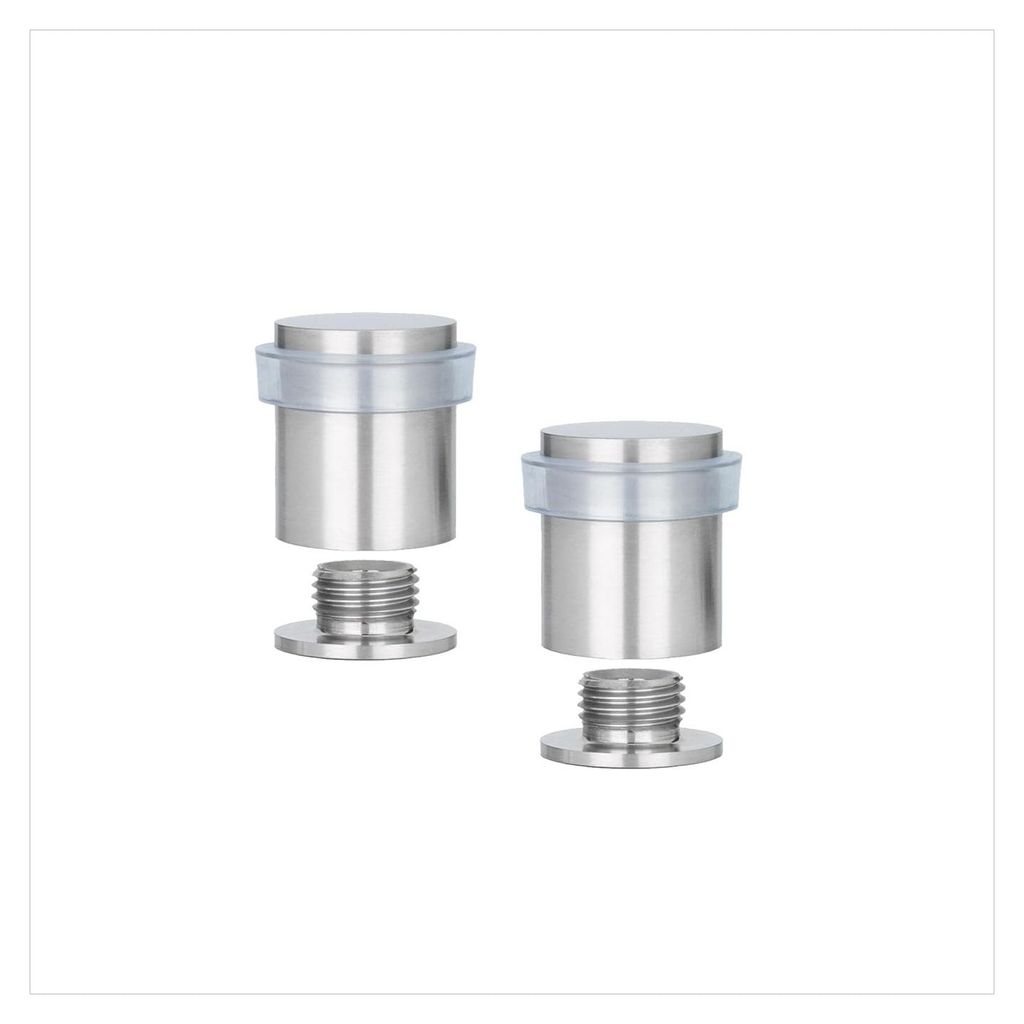 2er-Set – Türstopper aus Edelstahl | Ø 20 x 25 mm | Gewindefuß | Transparentes Natursilikon | Inkl. Schraube und Sicherungsstift | I-181