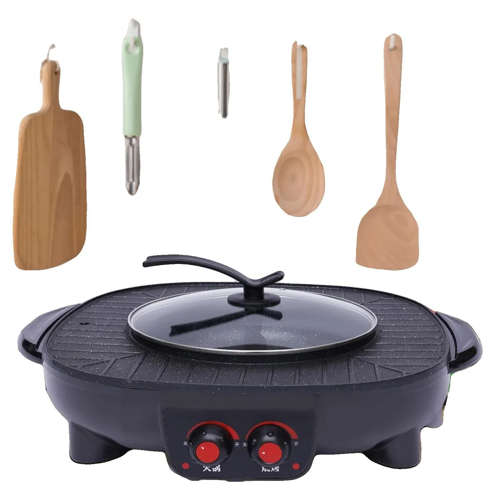 Barbecue électrique Hot Pot 2000W 3L en aluminium pour 5-6 personnes