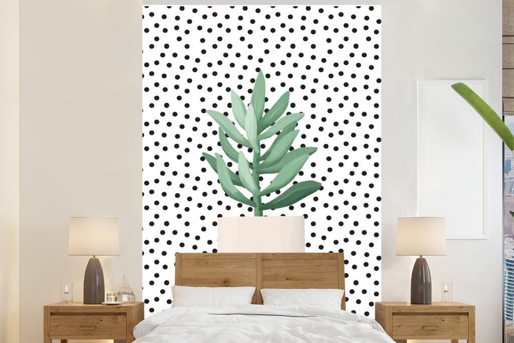 MuchoWow Fototapete für Wohnzimmer oder Schlafzimmer Wandtapete Vinyl Motivtapete Pflanzen - Sukkulenten - Pflanzgefäß - 170x260 cm - Wohnzimm...