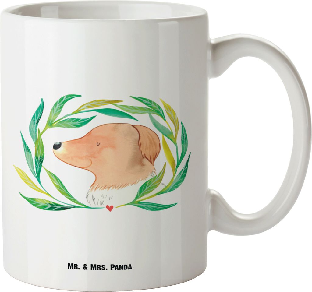 Mr. & Mrs. Panda Haferl Hund Blumen - Weiß - Geschenk, Niedlich, Pott, Große Tasse, Jumbo, Teetasse, Sprüche, Vierbeiner, Ranke, steingut, Hunde