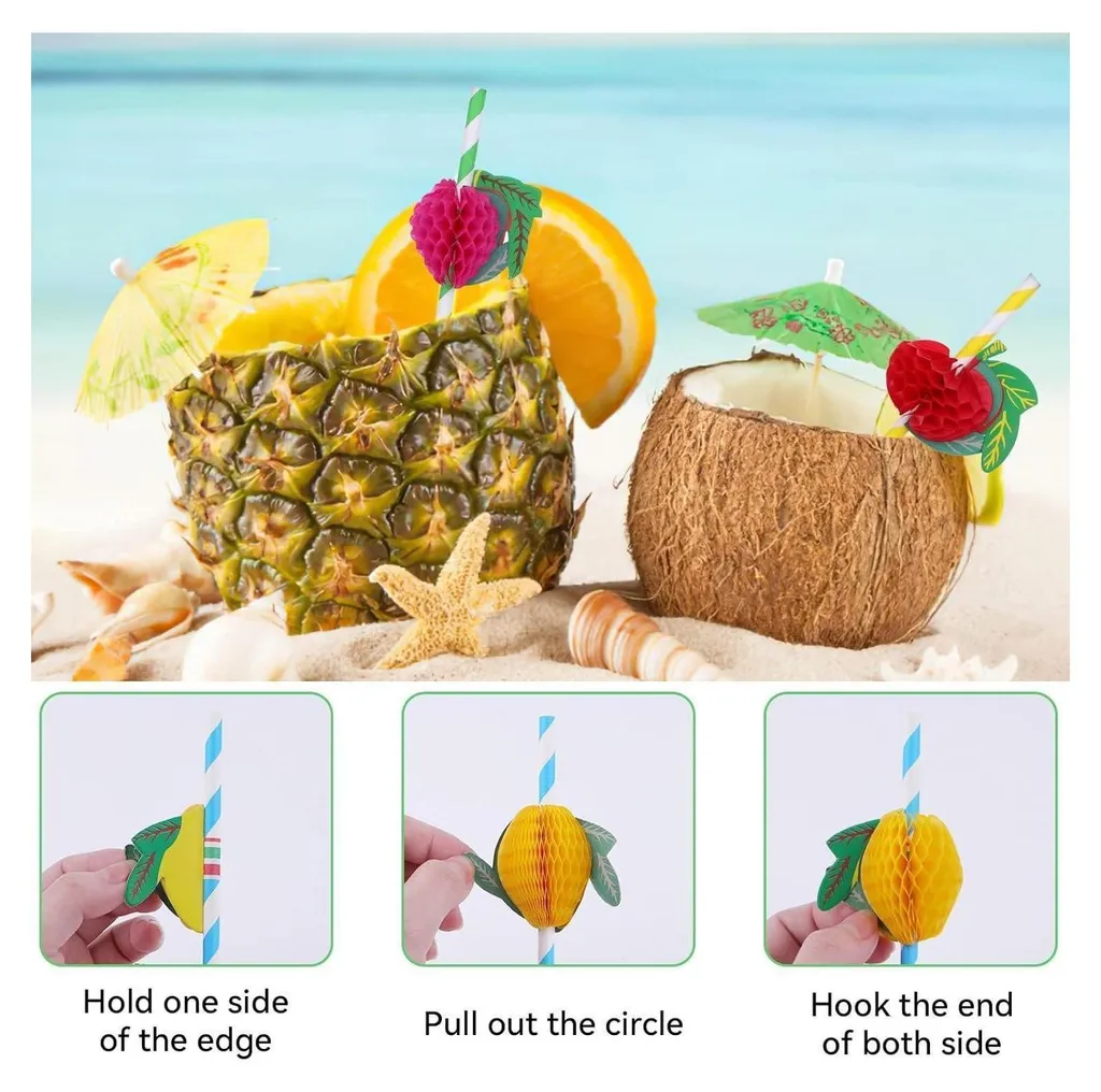 Décoration de Table pour Soirée Tropicale - Kit Cocktail 140 Accessoires