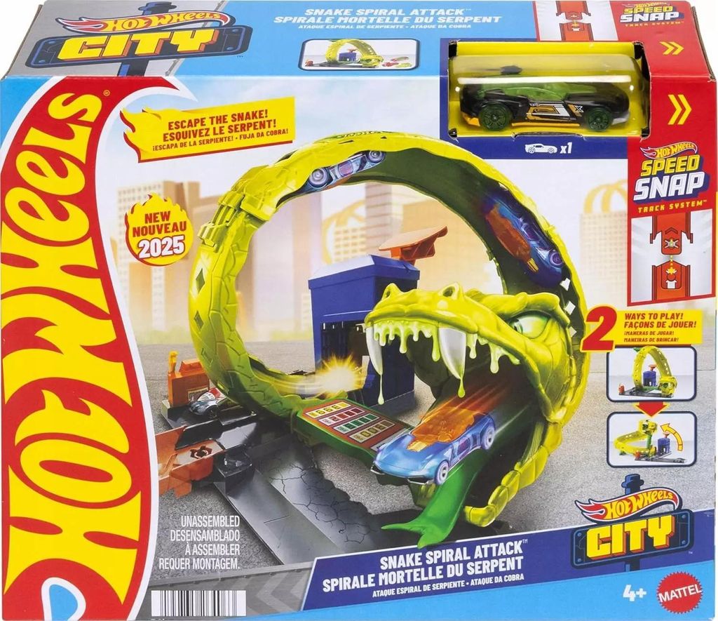 MATTEL Hot Wheels City - Pista Twisted Snake + Auto JBM63 Immagine del prodotto 