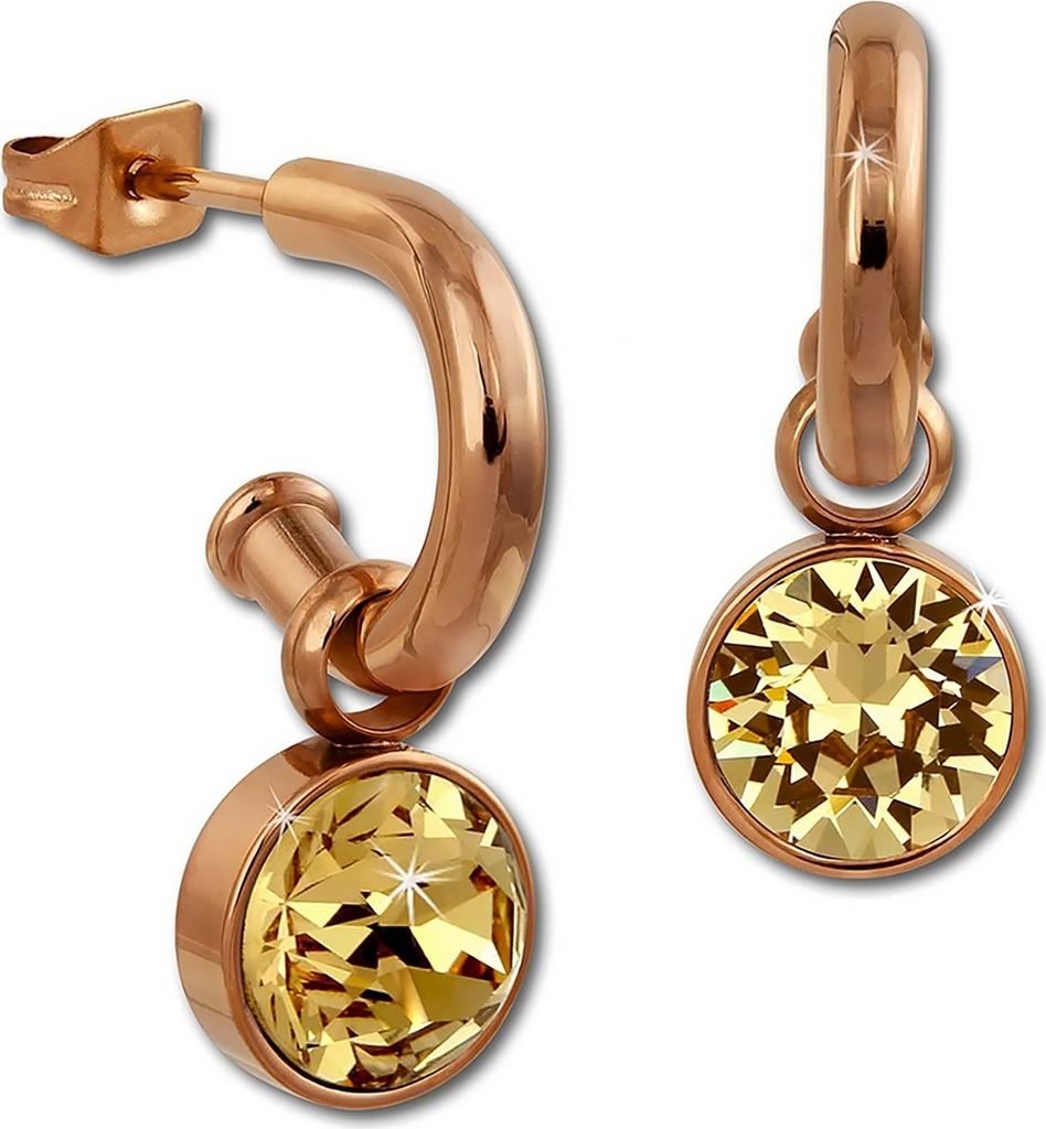 Amello Edelstahl Ohrhänger glitzernde Zirkonia Ohrringe rose bernstein ESOS51Y