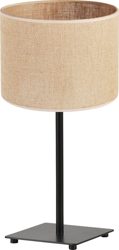 Light-Home Juta Lampenschirm Tischlampe Modern - Nachttischlampe - Tischleuchte E27 - 1-Flammig GIA - Schwarz Basis und Jute