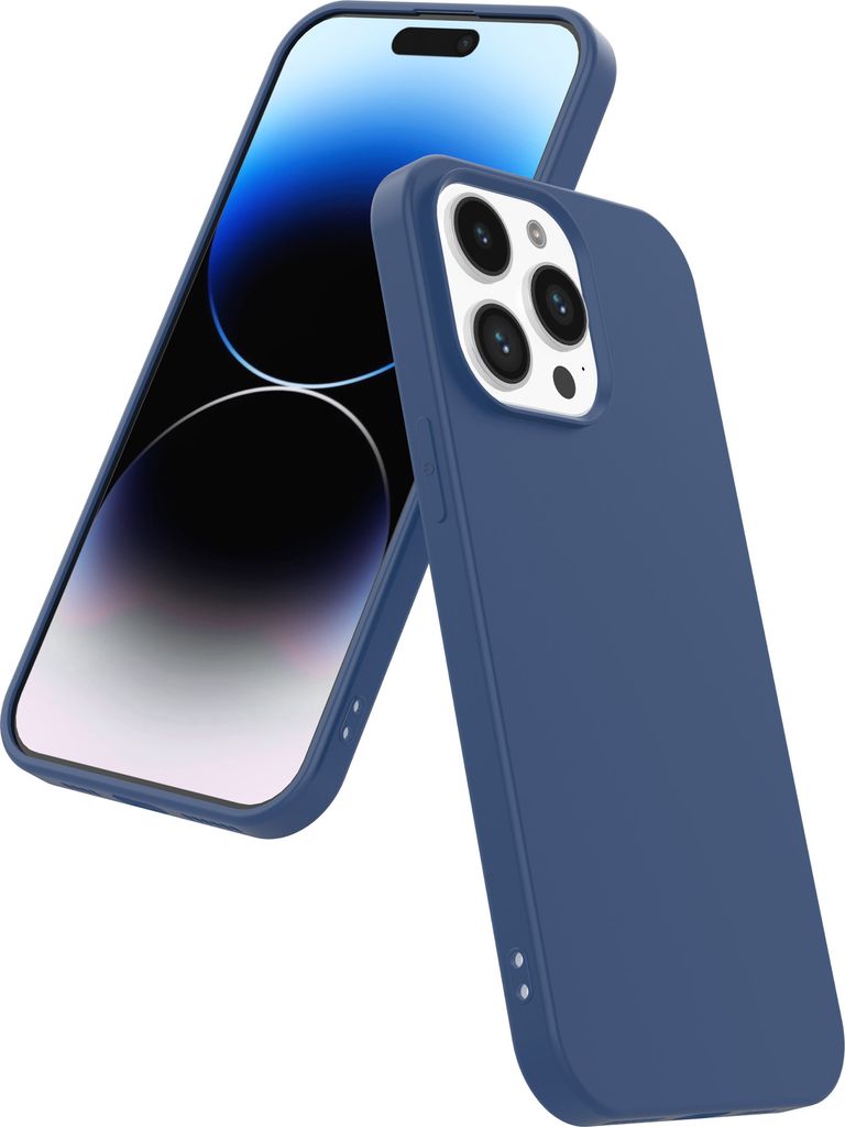 Smartphonica Silikonhülle für iPhone 14 Pro Max Hülle mit weicher Innenseite - Dunkelblau