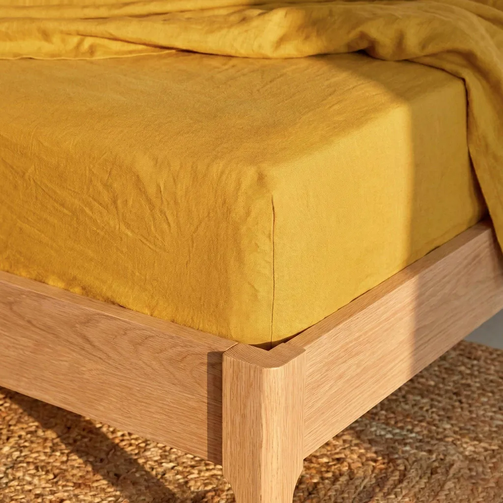Drap-housse 200x200 cm pour matelas épais HappyFriday BASIC Moutarde - 6