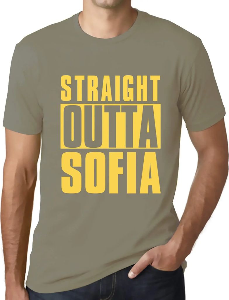 Herren Grafik T-Shirt Straight Outta Sofia Öko-Verantwortlich Vintage Jahrgang Kurzarm Lustige Druck Geburtstag Geschenk Mann