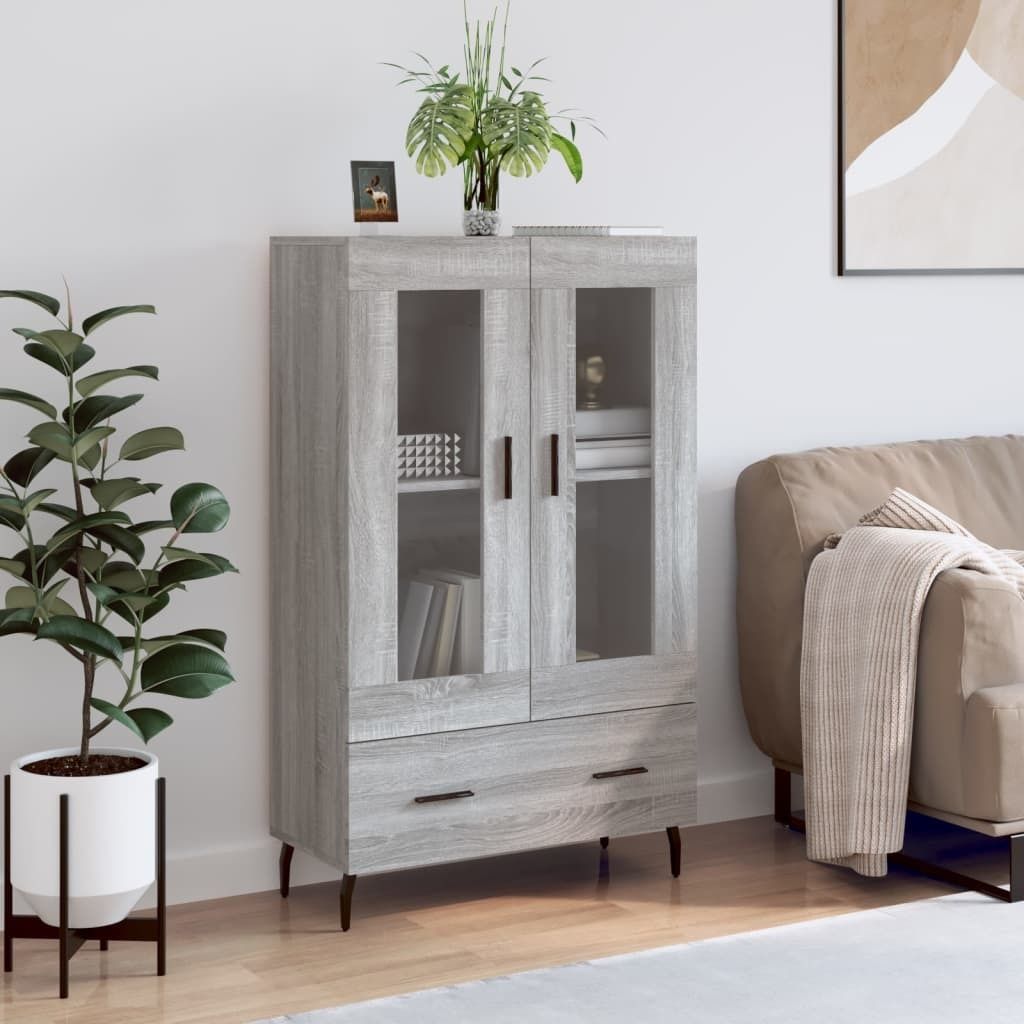 The Living Store Highboard Grau Sonoma 69,5x31x115 cm Holzwerkstoff