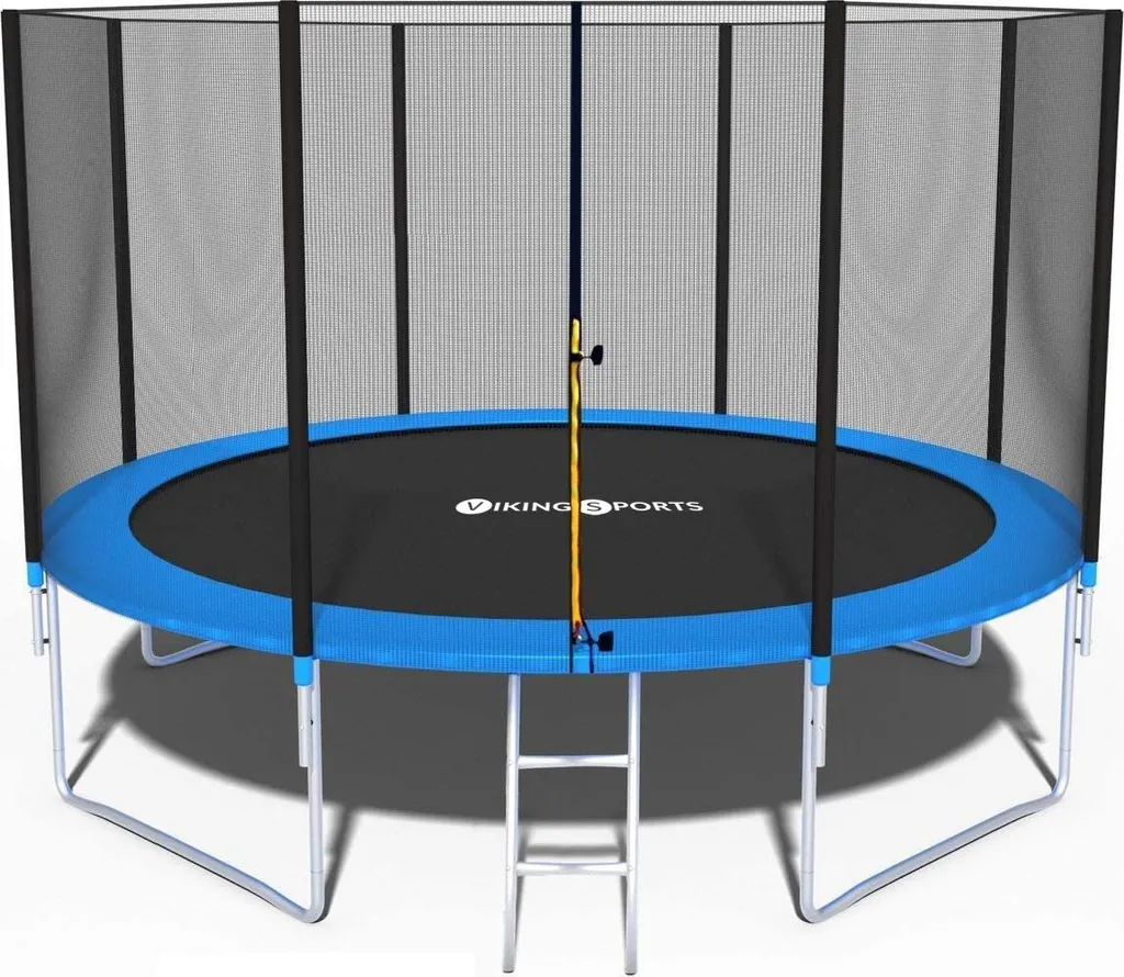 Grand Trampoline de Jardin 435cm avec Filet et Échelle Coloris Bleu