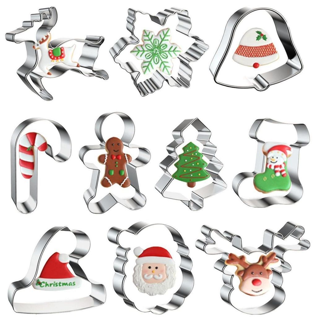 Ensemble de 10 emporte-pièces en acier inoxydable pour Noël Image du produit 