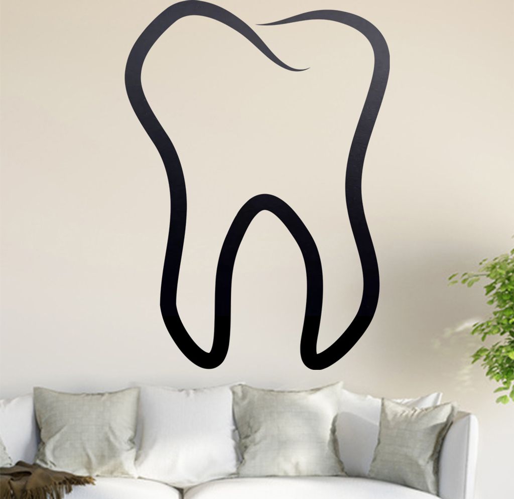 Zahn Wandtattoo in 6 Größen - Wandaufkleber Wall Sticker - Dekoration, Küche, Wohnzimmer, Schlafzimmer, Badezimmer