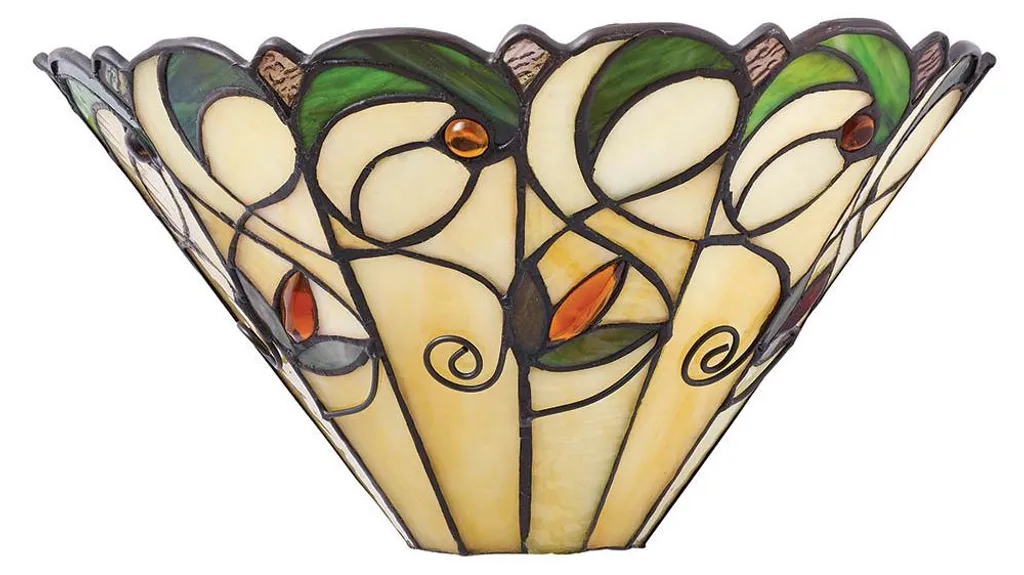 Applique Murale Noire avec Abat-jour en Verre Tiffany Fleurs JAMELIA 15W