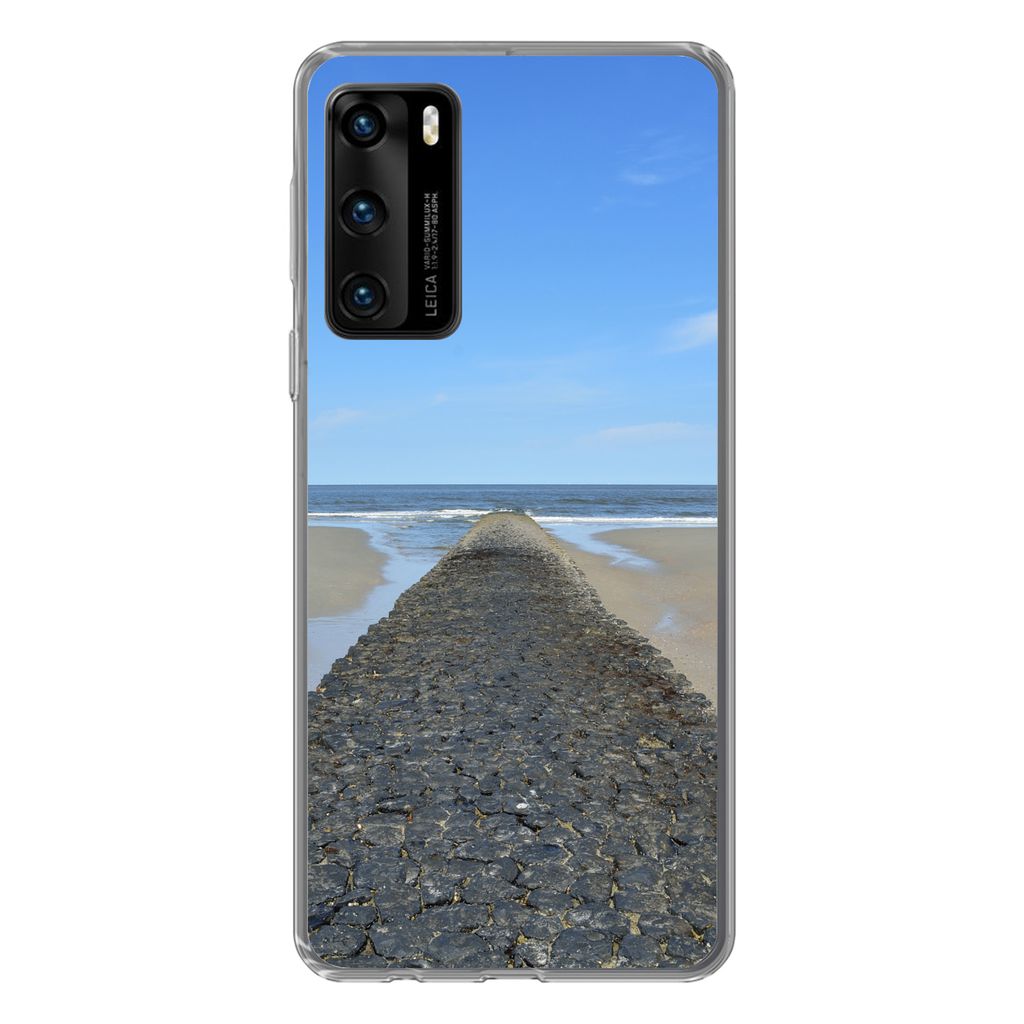 MuchoWow Handyhülle Schutzhülle Hülle für Huawei P40 Nordsee - Strand - Wasser Silikon Softcase Handy Hülle - Handytasche