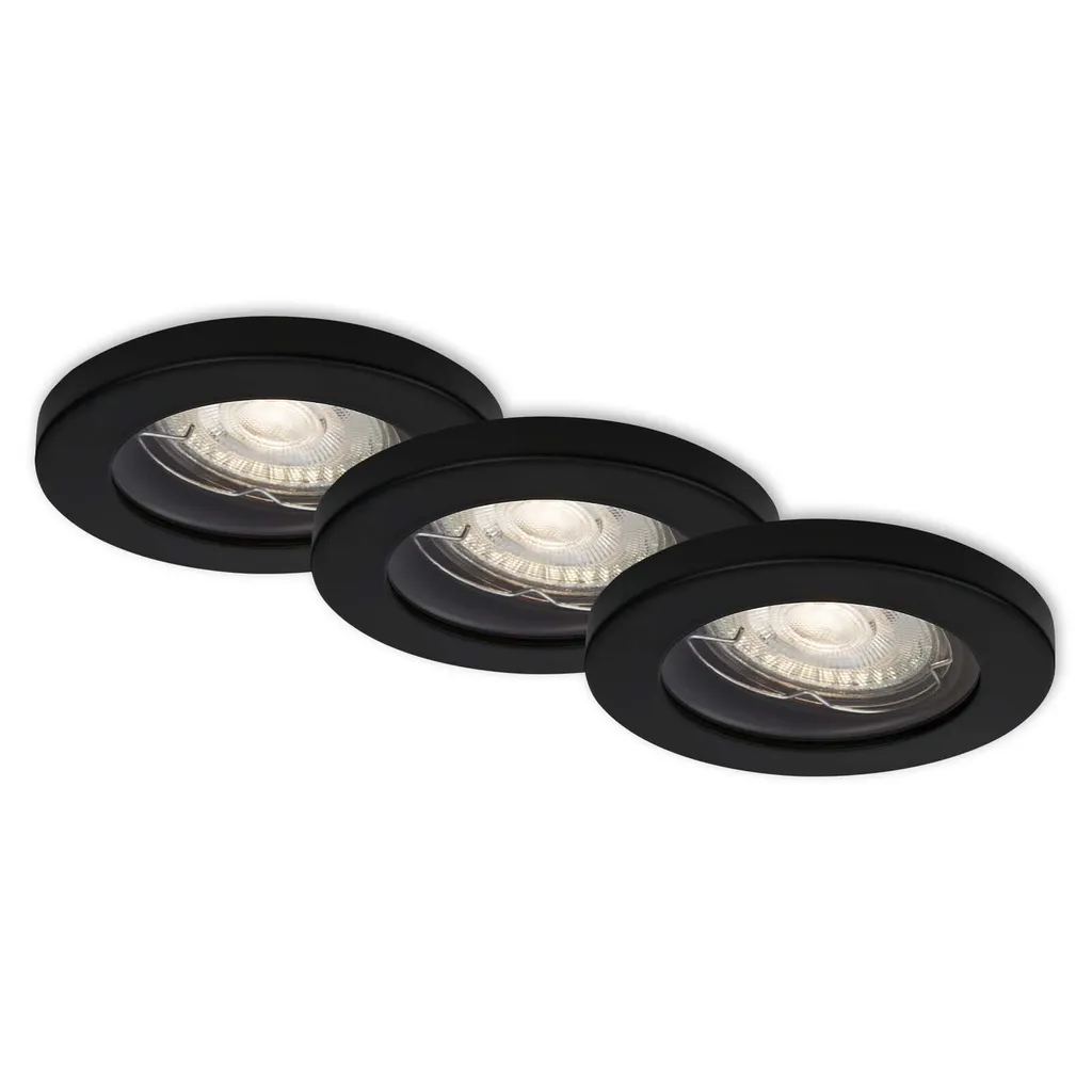 Lampade da incasso a LED, set da 3 GU10 IP65 5 W nero opaco metallo-plastica Briloner