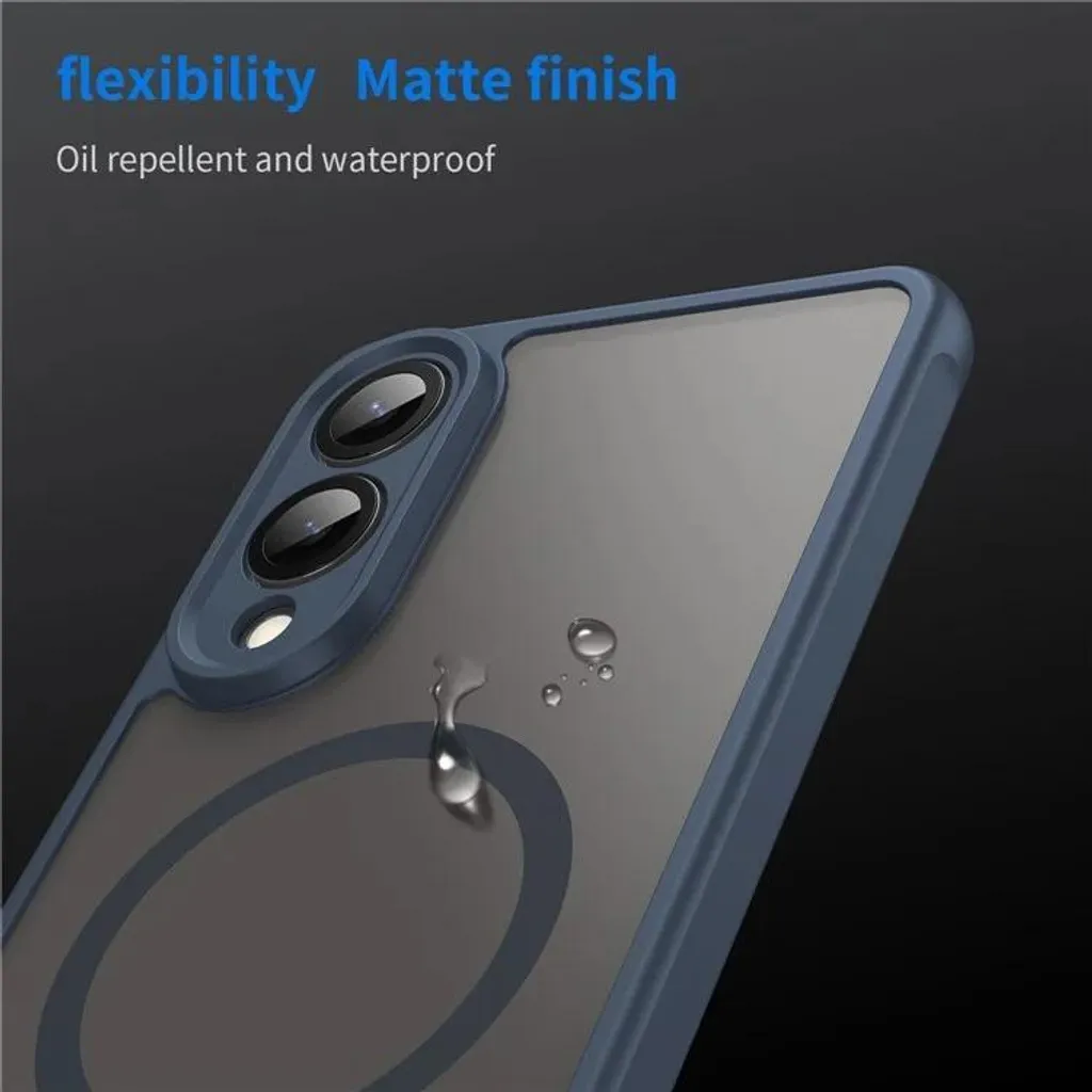 Custodia MagSafe per Samsung Galaxy S25 Edge - Cover posteriore Phonesta AirFrost Semi-Trasparente - Blu opaco - 6