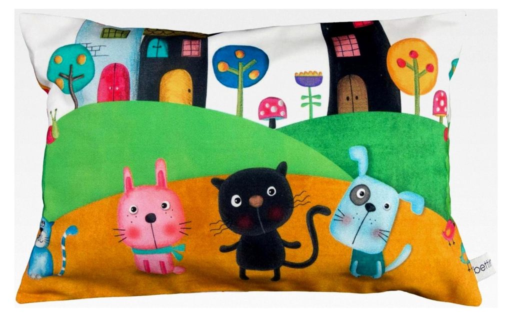 Kuschelkissen Tiere Katze Hund bunt - 30 cm x 20 cm