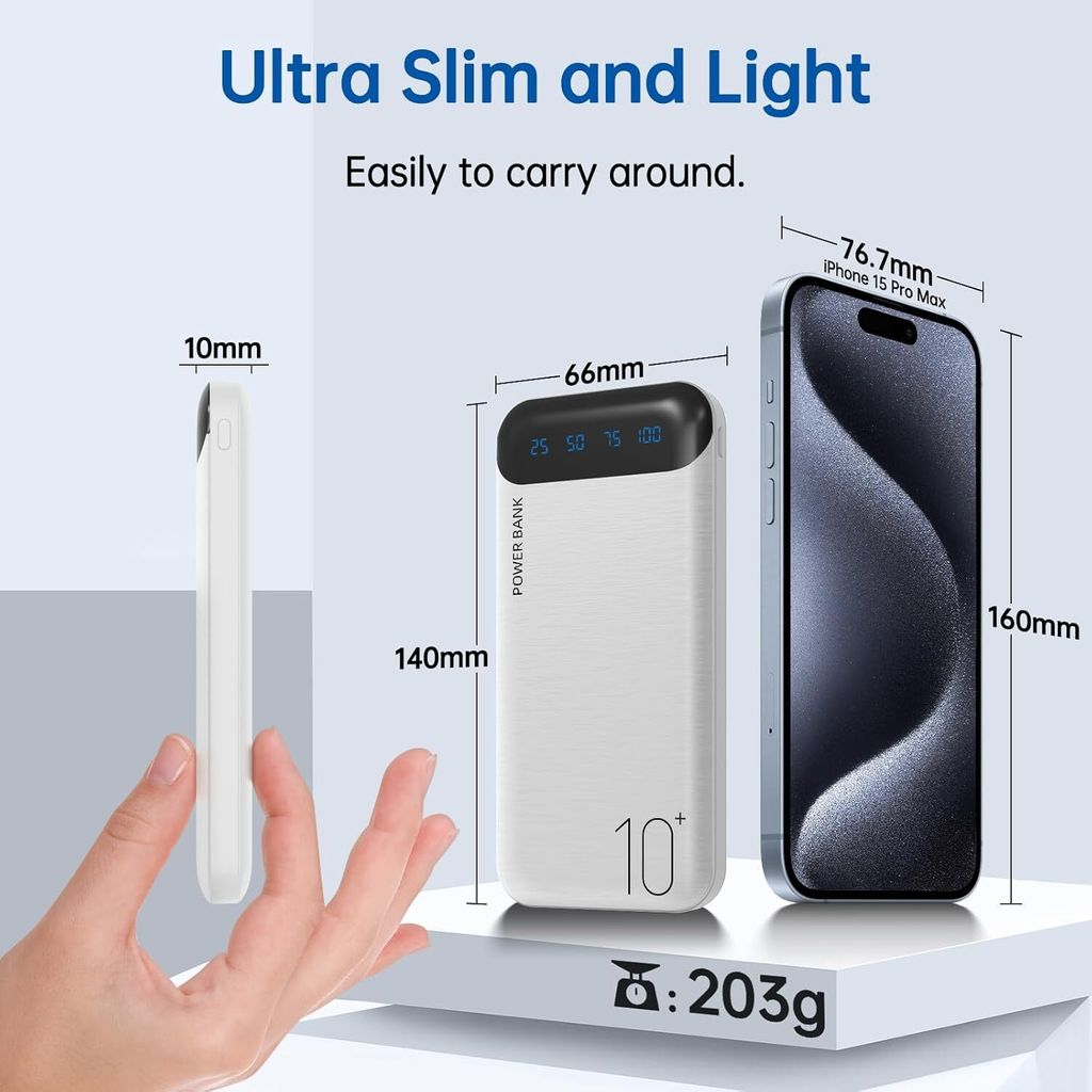 Powerbank 10000mAh, Tragbares Ladegerät, 20W PD Schnelles Produktbild 7