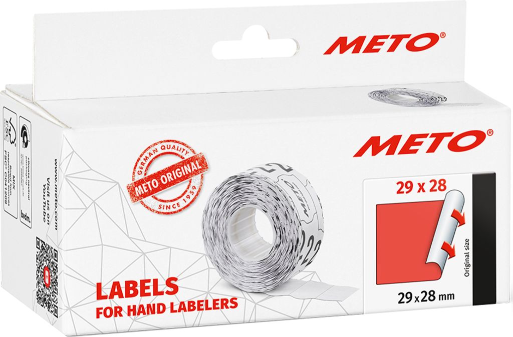 METO Etiketten für Preisauszeichner 29 x 28 mm rot 5 Rollen à 700 Etiketten