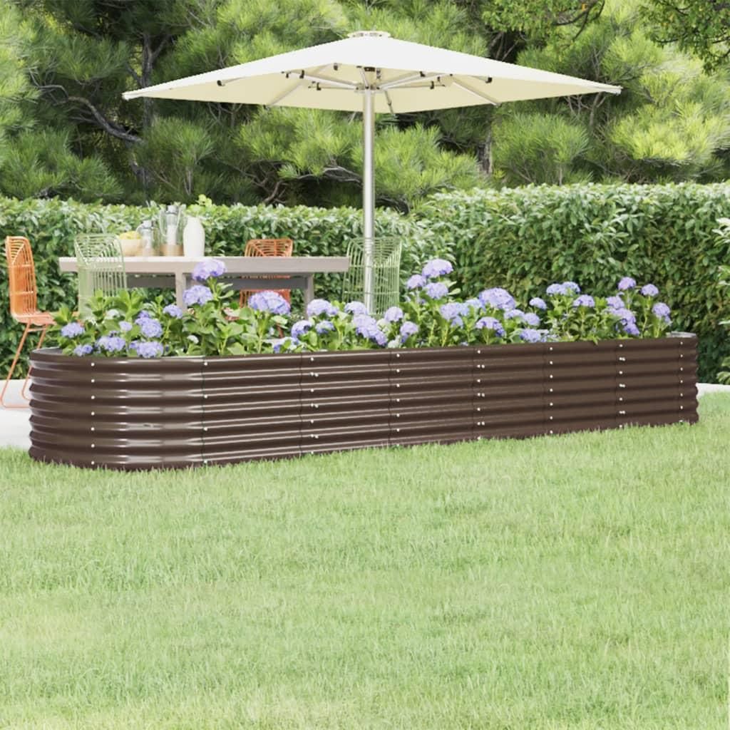 vidaXL Zvýšené lůžko Pozinkovaná ocel 296x80x36 cm Hnědá Obrázek produktu 
