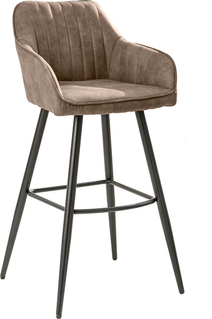 Edler Barhocker TURIN vintage taupe mit Ziersteppung Produktbild 