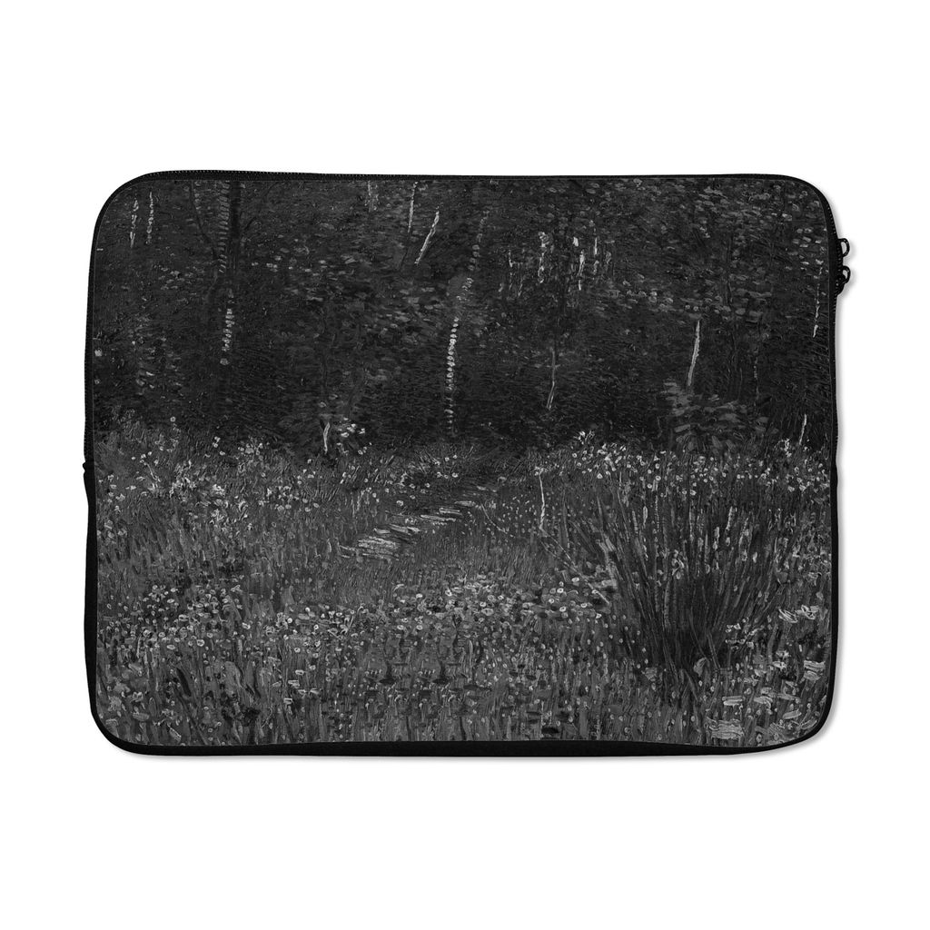 MuchoWow Laptop Hülle 17 Zoll Laptoptasche Asnières - Vincent van Gogh - Schwarz - Weiß - Zipper - Schutzabdeckung