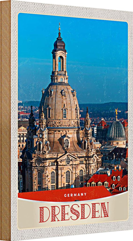 Holzschild Reise 20x30cm Dresden Deutschland Architektur Porträt
