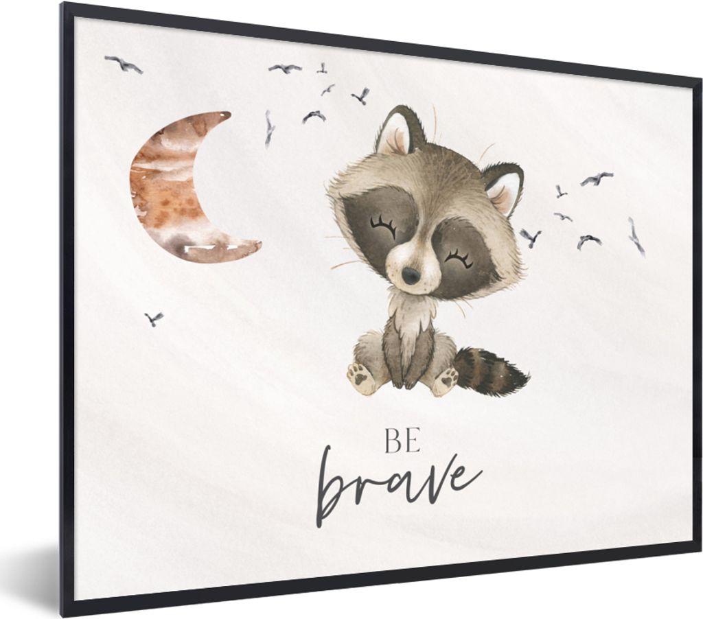 MuchoWow Gerahmtes Poster Aquarell - Sei mutig - Zitate - Kinder - Jungen - Mädchen 40x30 cm - Poster mit Schwarzem Bilderrahmen Wandposter Rahm...