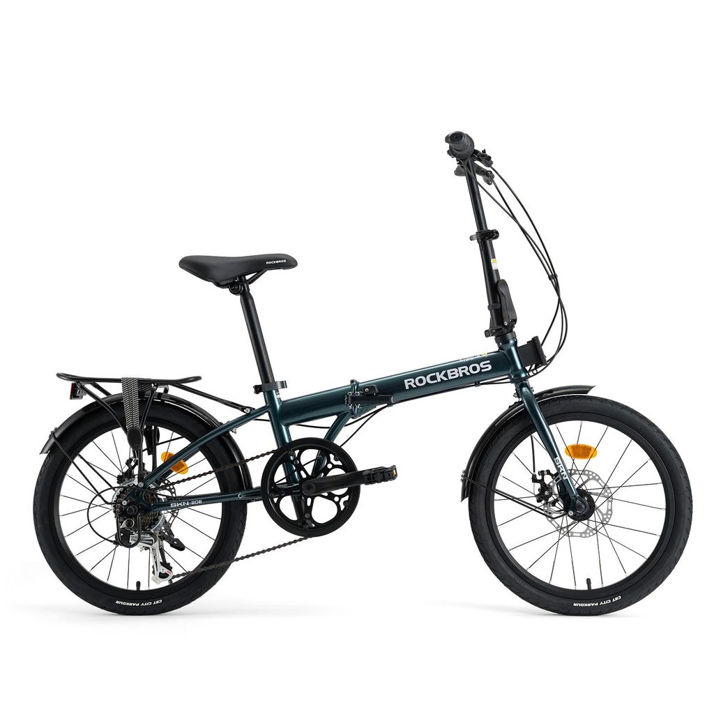 ROCKBROS SKN Klapprad 20 Zoll Faltrad, Hi-Ten Stahl Rahmen mit 7 Gang mit Gepäckträger & Schutzbleche City Bike Pendler EU Dunkelblau