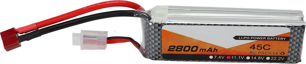 2800 mAh Leistung 45 C Entladerate 11,1 V 3S T-Typ roter Stecker Lipo-Akku für RC-Car-Flugzeuge