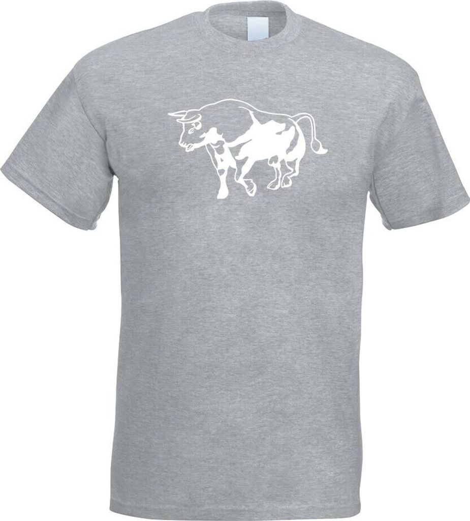 Kiwistar - T-Shirt - Graumeliert - Stier Motiv 3 - Bulle - Hausrind Herren Funshirt Bedruckt Design Sprüche Spruch Motive - mit Motiv Bedruckt - F...