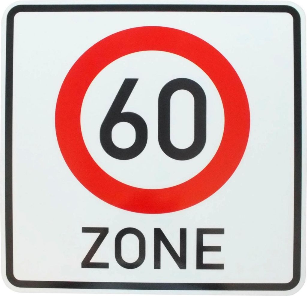 ORIGINAL Verkehrsschild ZONE 60 Verkehrszeichen als Geburtstagsgeschenk Schild Geburtstagsschild Zonenschild Straßenschild 42 x 42 cm Verkehrsschi...