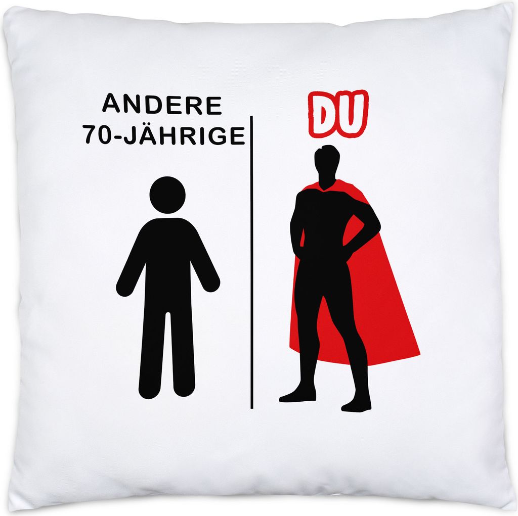 Andere 70-Jährige Du Kissen Inkl. Füllung Geburtstagsgeschenk zum 70. Lustige Geschenkidee Superheld