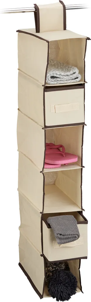 Relaxdays étagère suspendue armoire beige en tissu pour vêtements x4