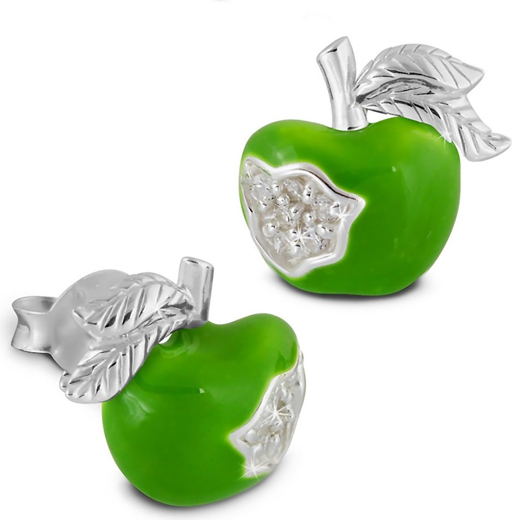 Teenie-Weenie Ohrstecker für Kinder 925 Silber grün Apfel Ohrringe SDO8116L