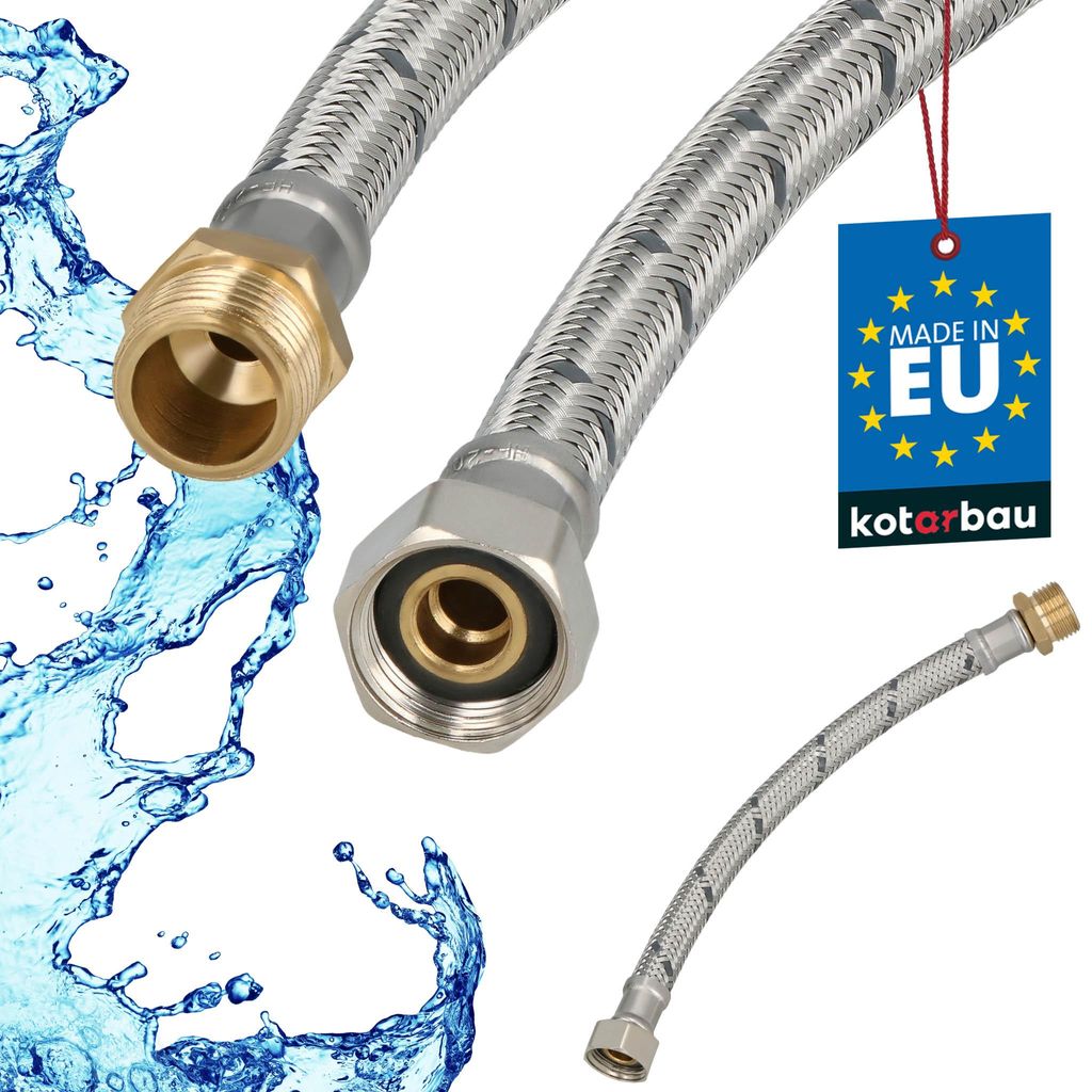 KOTARBAU Flexschlauch 3/8Zoll Wasserschlauch 20cm Panzerschlauch Außengewinde x Innengewinde Anschlussschlauch für Armatur Schlauch Für Wasser...