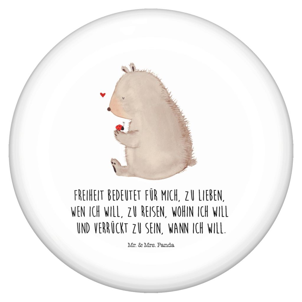 Mr. & Mrs. Panda Pin Bär Marienkäfer - Weiß - Geschenk, Anstecker, Motivation, Teddy, Freiheit, Liebe, Das Leben Ist schön, Plakette, Button, R...