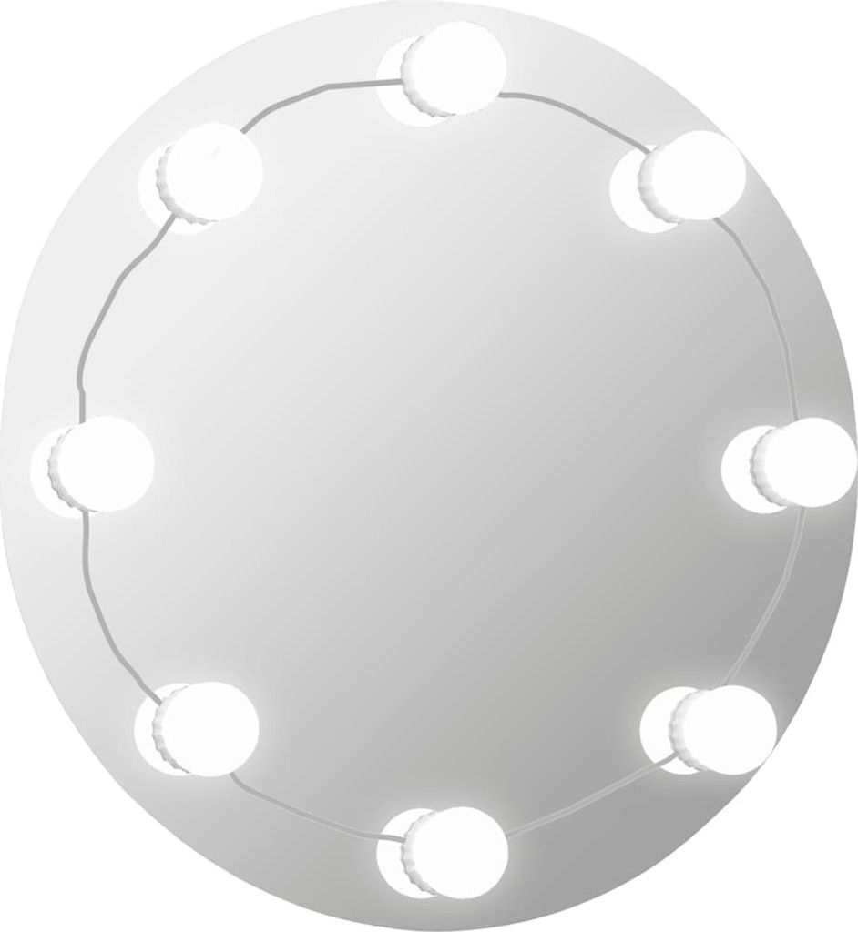 vidaXL Wandspiegel mit LED-Beleuchtung Rund Glas